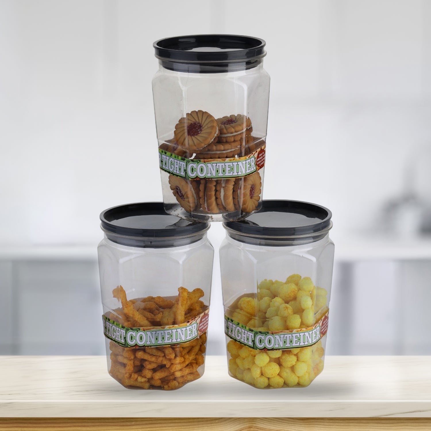 BPA-free storage jars for flour and snacks. BPA-free storage jars for flour and snacks.